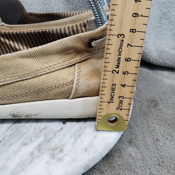 Crocs Shoes Womens Size 10 Tan Canvas Santa Cruz Slip On Loafer *Read* - Picture 2 of 14